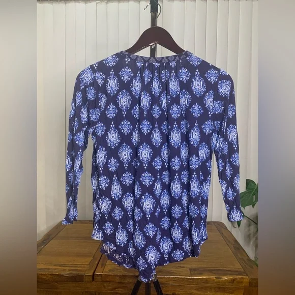 Lucky Brand Embroidered Bib Top Blue Size: S. - Picture 3 of 10